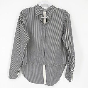 Rag and Bone Blouse High Low Black and White Striped Blouse